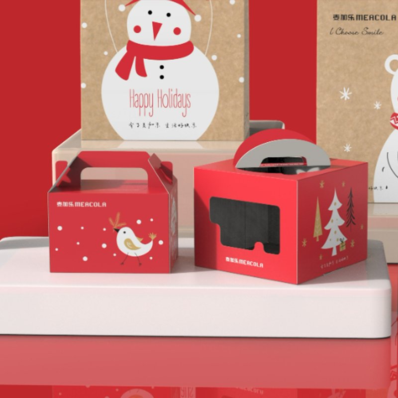 Supplies Bakery Cupcake Paper Packaging Christmas Cup Cake Box With Plastic Window And Bag