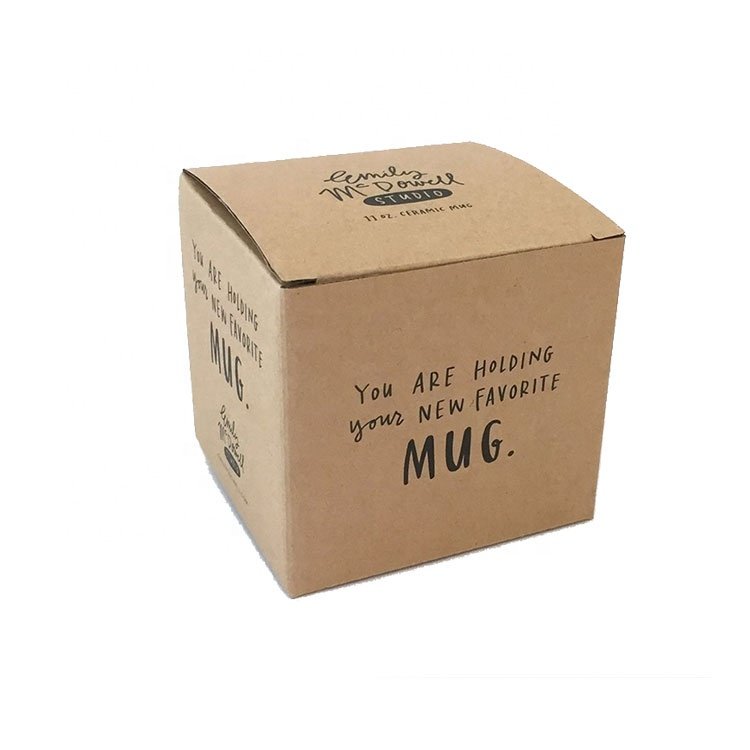 Cardboard Coffee Mug Box Corrugated Board with Logo Pattern PP Handle Embossing Matt Lamination Quality Paper Packaging Printing