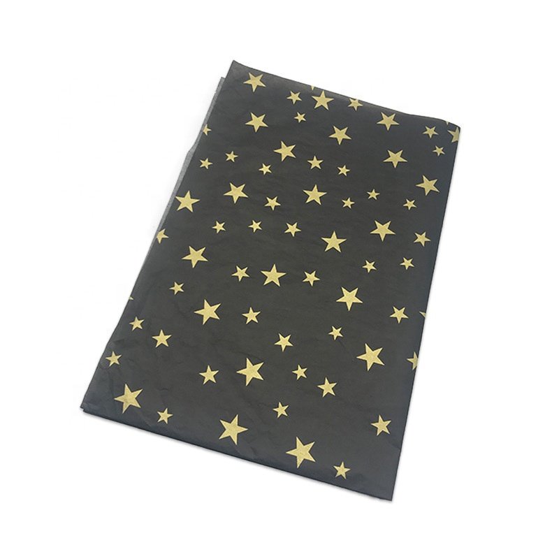Luxury Custom Printed Gold Logo Black Background Gift Tissue Paper