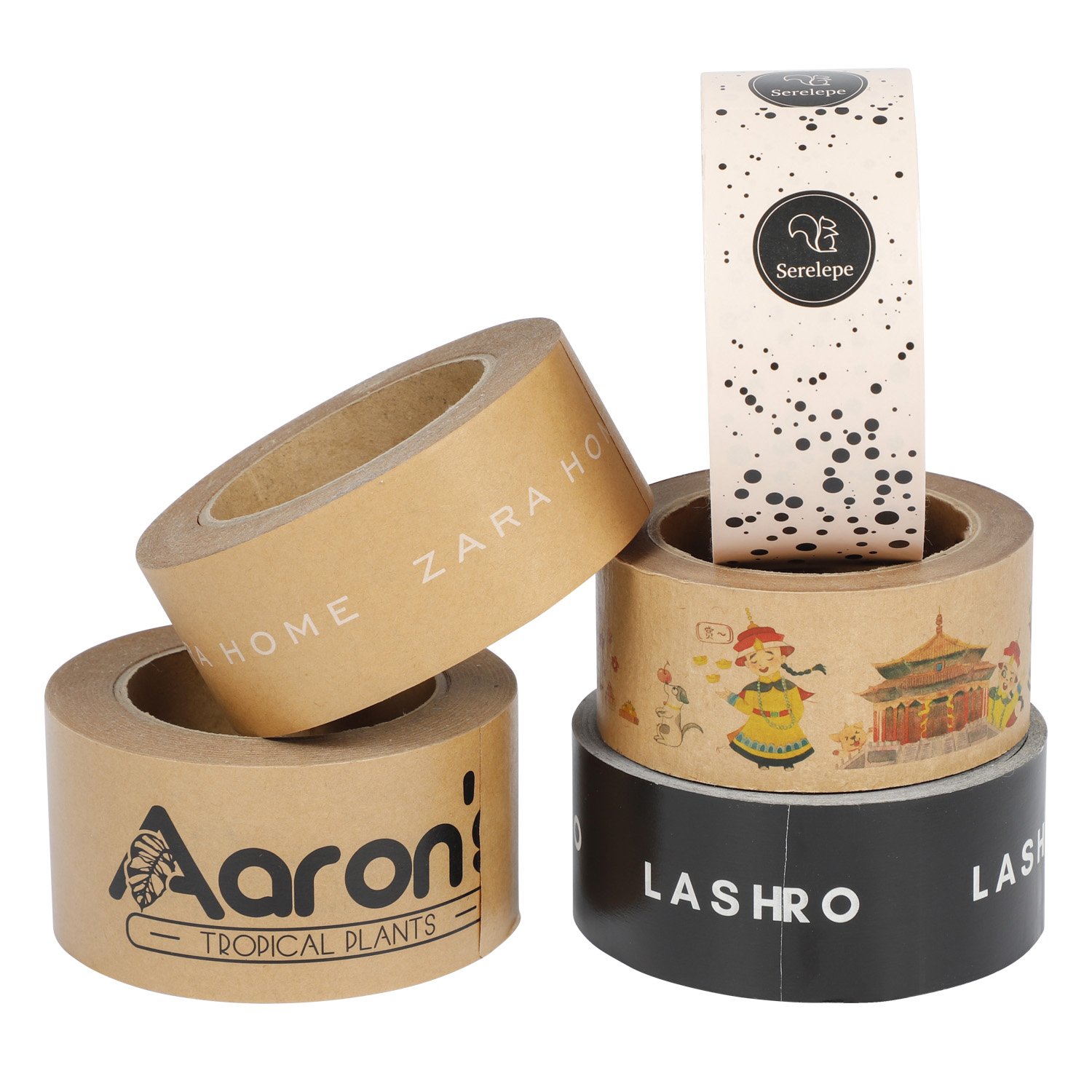 Customized Biodegradable Fiber Reinforced Packing Tape Roll Adhesive paper Logo Tape Printed Cardboard Tape