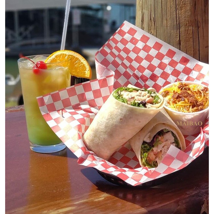 Custom printed food grade deli pita taco tortilla wraps packaging paper greaseproof BBQ chicken burritos wrapping paper krafts
