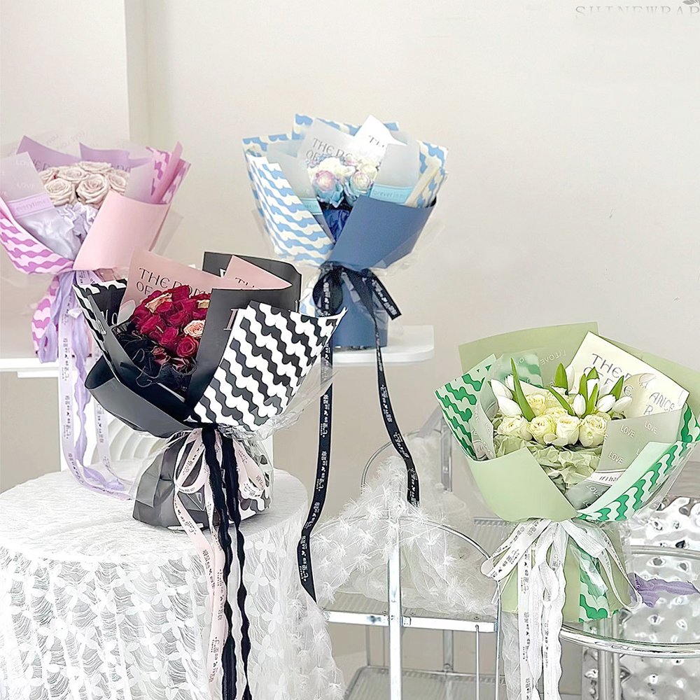 Gift Packaging Paper Fresh Flower Wrapping Paper Florist Supplies Bouquet Wrapping Paper With Love Elements Waterproof
