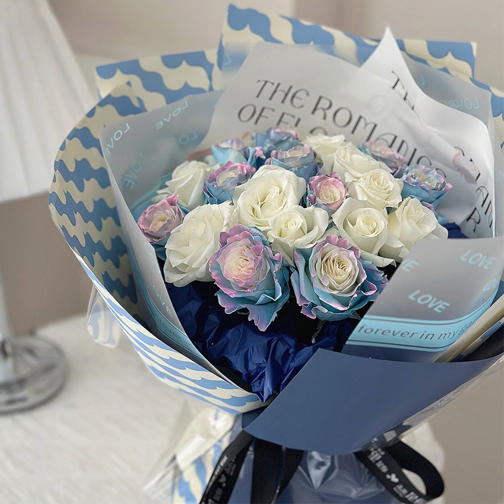 Gift Packaging Paper Fresh Flower Wrapping Paper Florist Supplies Bouquet Wrapping Paper With Love Elements Waterproof