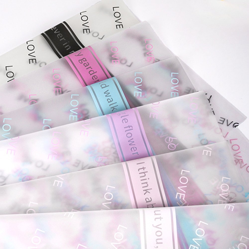 Gift Packaging Paper Fresh Flower Wrapping Paper Florist Supplies Bouquet Wrapping Paper With Love Elements Waterproof