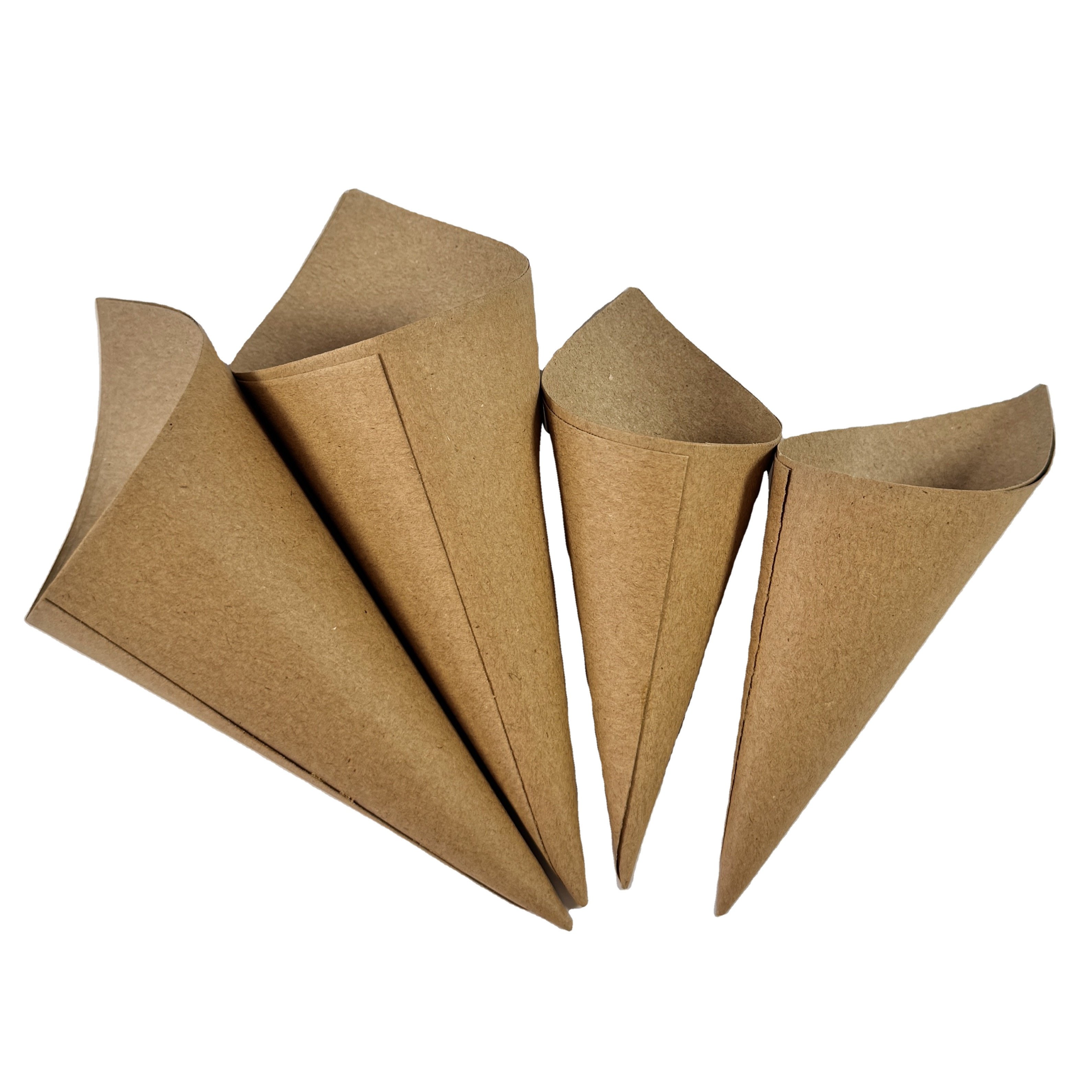 Eco-friendly Custom Printed Disposable Food Grade Kraft Ice Cream Melt Packaging Holder Egg Bubble Waffle Food Paper Cone