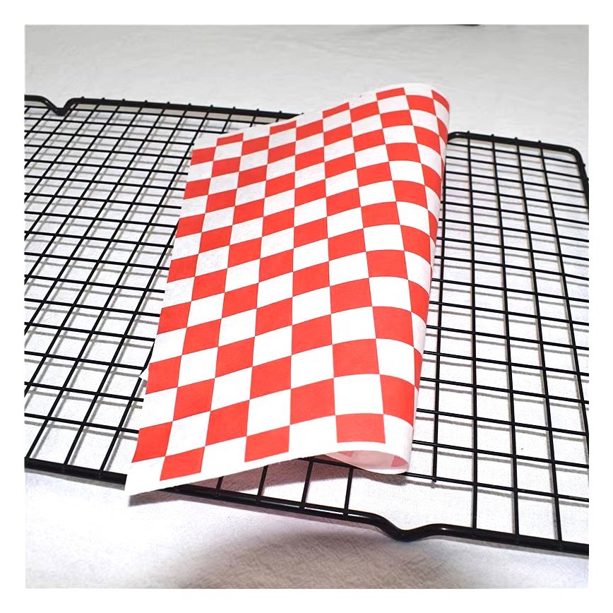 Custom hamburger packaging tissue paper printing wrapping grease proof paper sandwich greaseproof food grade wax paper