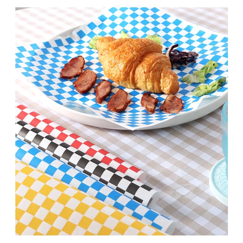 Custom hamburger packaging tissue paper printing wrapping grease proof paper sandwich greaseproof food grade wax paper
