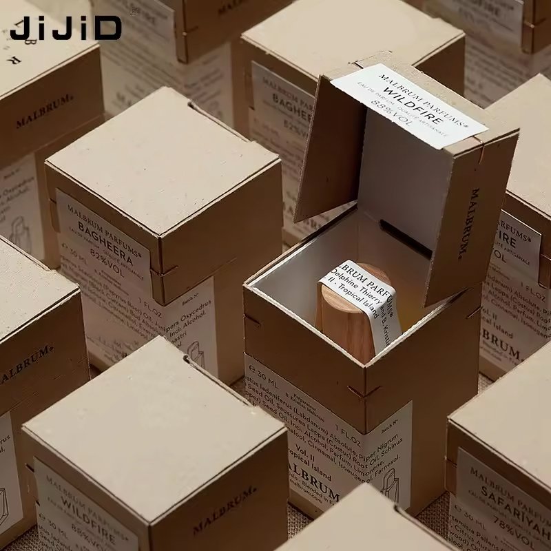 JiJiD Custom Design Kraft paper small shipping boxes Empty Perfume Bottle Box Luxury Gift Perfume Packaging Box