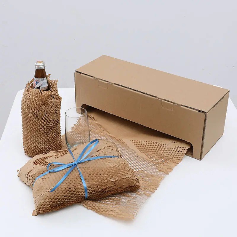 Factory price FDA Wrapping Kraft Cushion Board Roll Packing Large Honeycomb Paper Folding Feature Honeycomb Paper