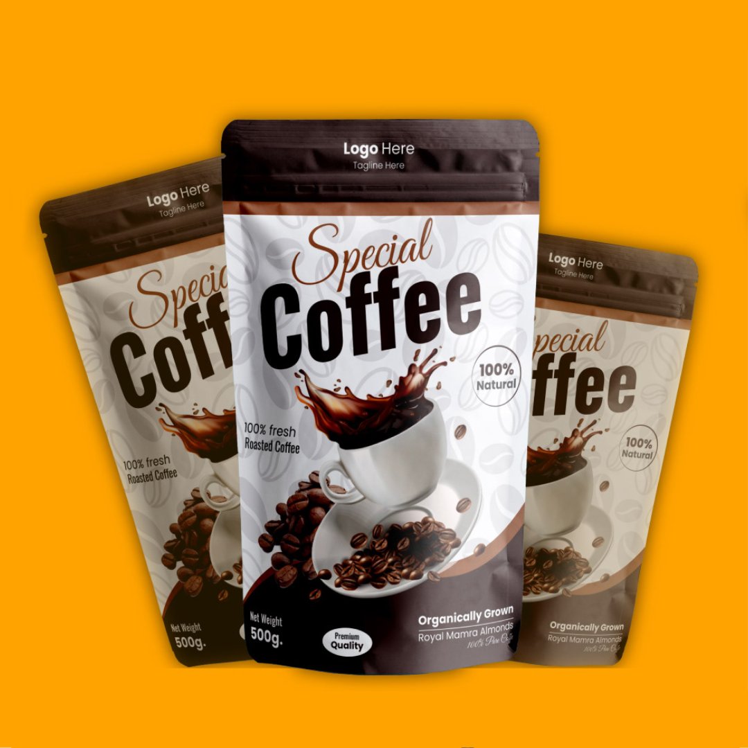 Custom Logo Printed Cafe Tea Packaging Bag Plastic Zipper Stand Up Pouch Aluminum Foil Coffee Bean Bags