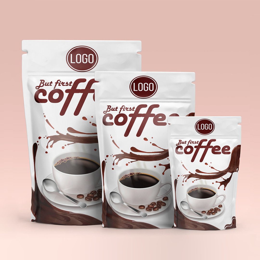 Custom Logo Printed Cafe Tea Packaging Bag Plastic Zipper Stand Up Pouch Aluminum Foil Coffee Bean Bags
