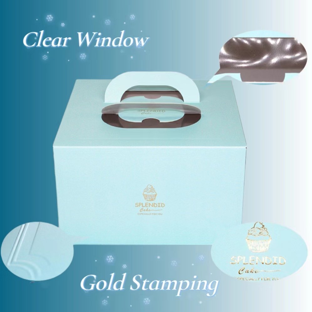 Custom Shaped Window Cake Boxes Baking Food Packaging Packing Box White Cardboard Transparent Square Pastry Desserts Pastry Box