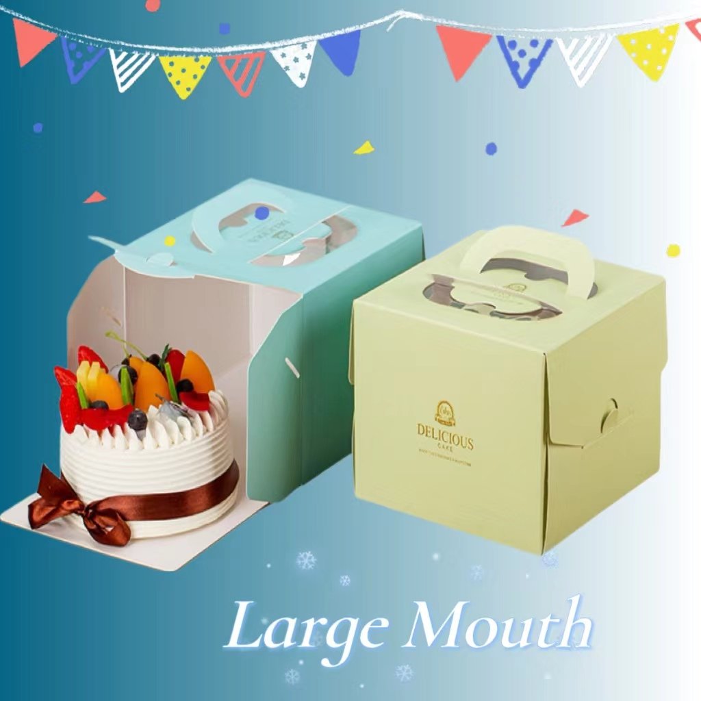Custom Shaped Window Cake Boxes Baking Food Packaging Packing Box White Cardboard Transparent Square Pastry Desserts Pastry Box