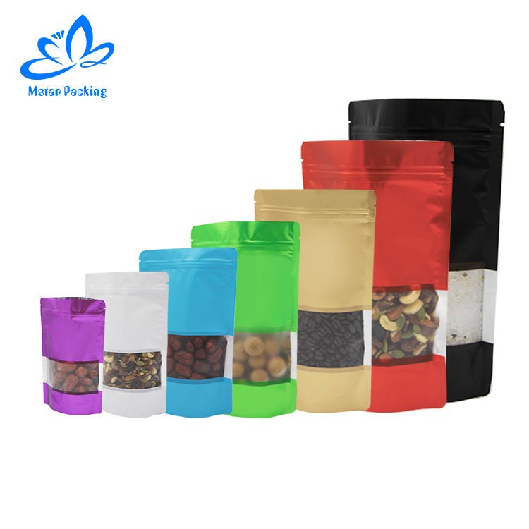 Coffee Bags Composable Nuts Spice Kava Kraft Paper Packing Personalized Stand Up Pouch With Window
