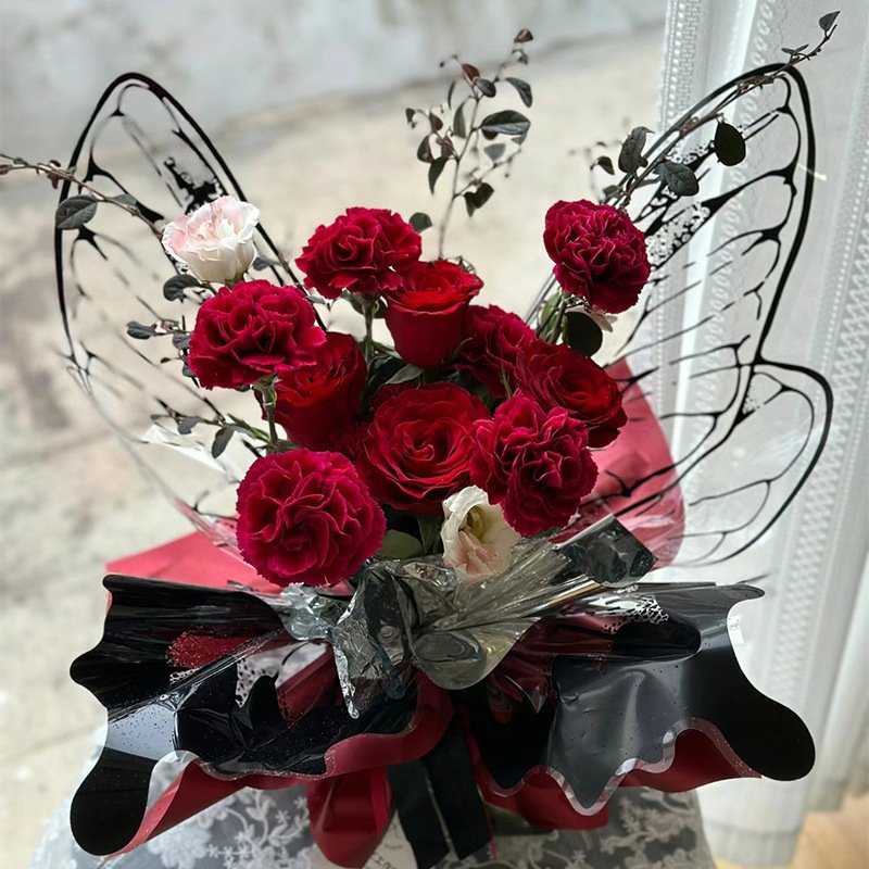 Crystal Waterproof Butterfly Packaging Paper Wedding Festival Party Bouquet Hot Stamping Creative Packaging
