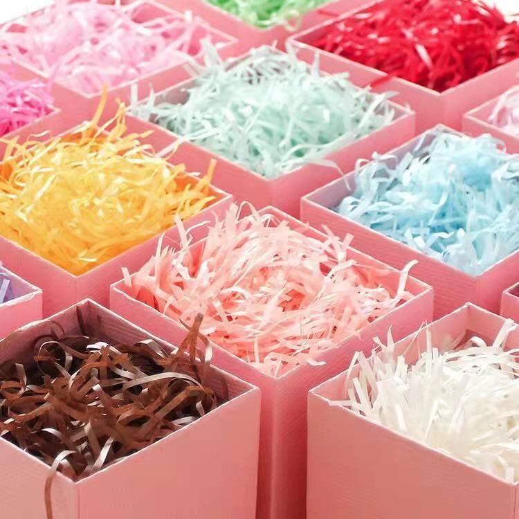Recycled Bulk Decorative Gift Box Black Brown Crinkle Tissue Packing raffia Shredded Paper Multicolor Paper Shred Filler
