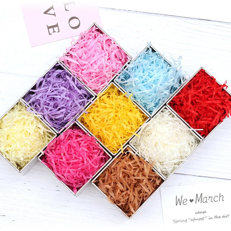 Recycled Bulk Decorative Gift Box Black Brown Crinkle Tissue Packing raffia Shredded Paper Multicolor Paper Shred Filler