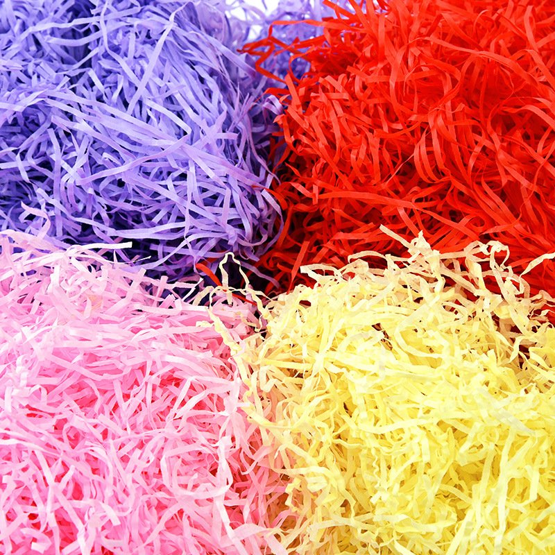 Recycled Bulk Decorative Gift Box Black Brown Crinkle Tissue Packing raffia Shredded Paper Multicolor Paper Shred Filler