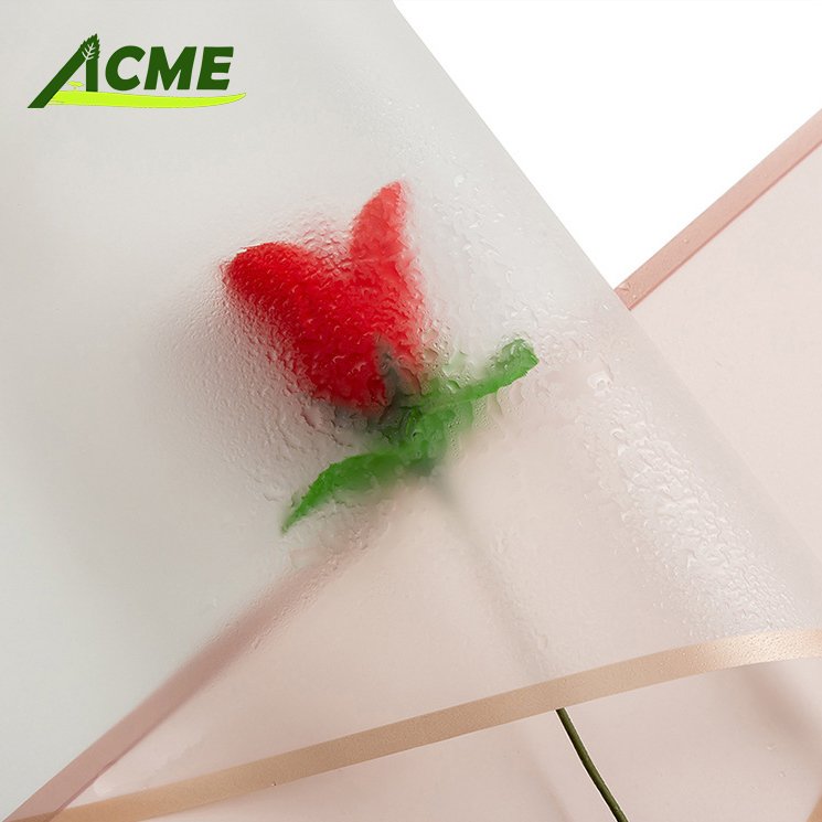 Wholesale custom stock 56cm gold frame jelly-like translucent Valentine's Day flower gift wrapping paper for packaging