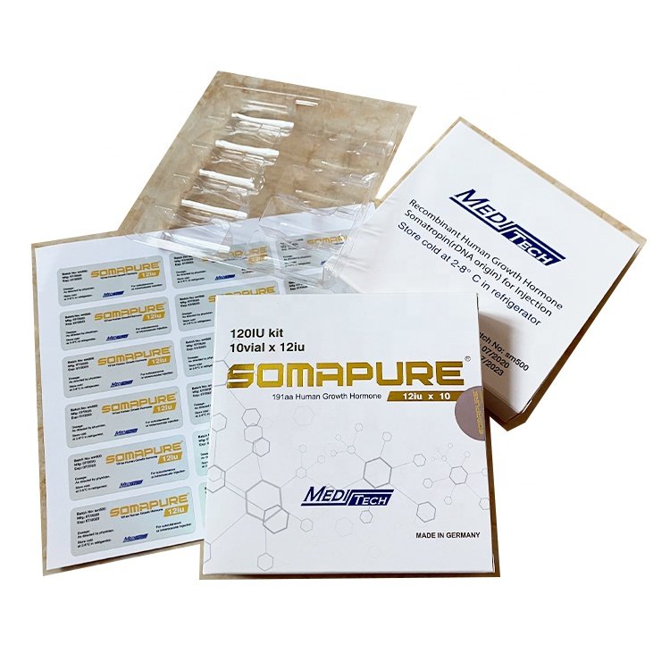 VB-459 Custom holographic printing 10iu 12iu 15iu HG hologram 2ml vials paper boxes for somattropina human g 191aa