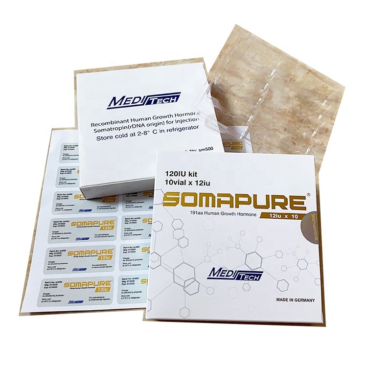 VB-459 Custom holographic printing 10iu 12iu 15iu HG hologram 2ml vials paper boxes for somattropina human g 191aa