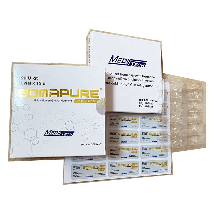 VB-459 Custom holographic printing 10iu 12iu 15iu HG hologram 2ml vials paper boxes for somattropina human g 191aa