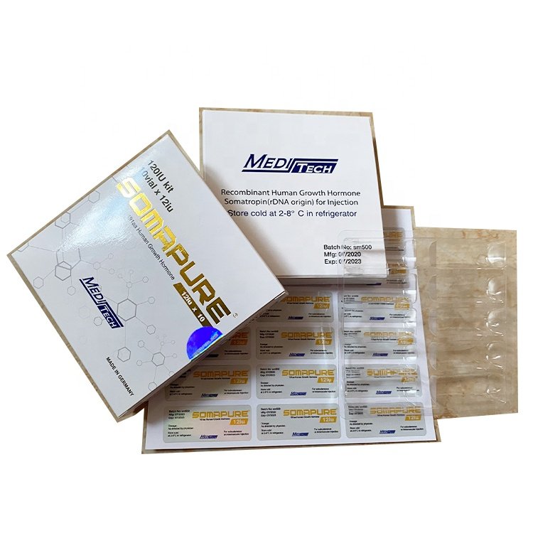 VB-459 Custom holographic printing 10iu 12iu 15iu HG hologram 2ml vials paper boxes for somattropina human g 191aa