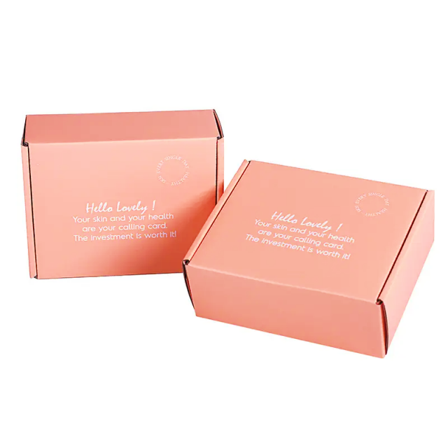 Express transportation corrugated packaging paper box customized logo gold foil pink clothing underwear packaging paper box
