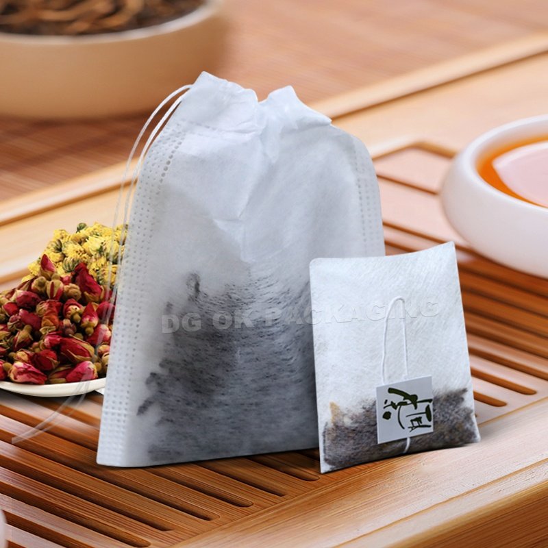 Custom PLA Filter Bags Disposable Tea Infuser Empty Tea Packaging Bag Natural Loose Free Small Teabag Drawstring Sealing Coffee