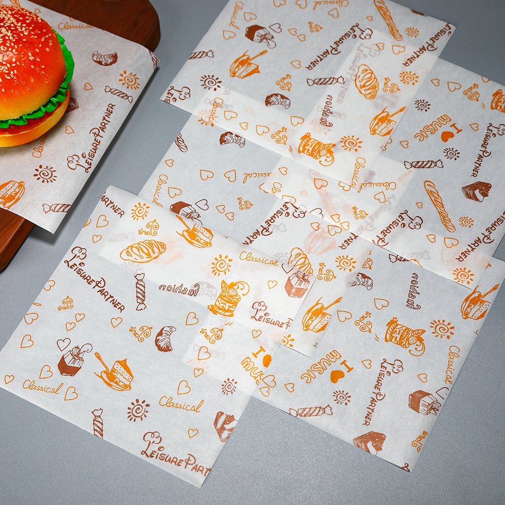 Custom printing food grade biodegradable greaseproof 38-90g butter wrapping paper for packaging