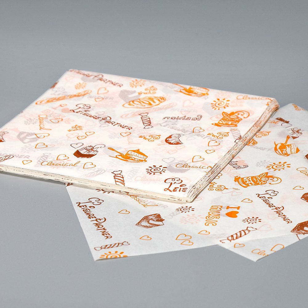 Custom printing food grade biodegradable greaseproof 38-90g butter wrapping paper for packaging