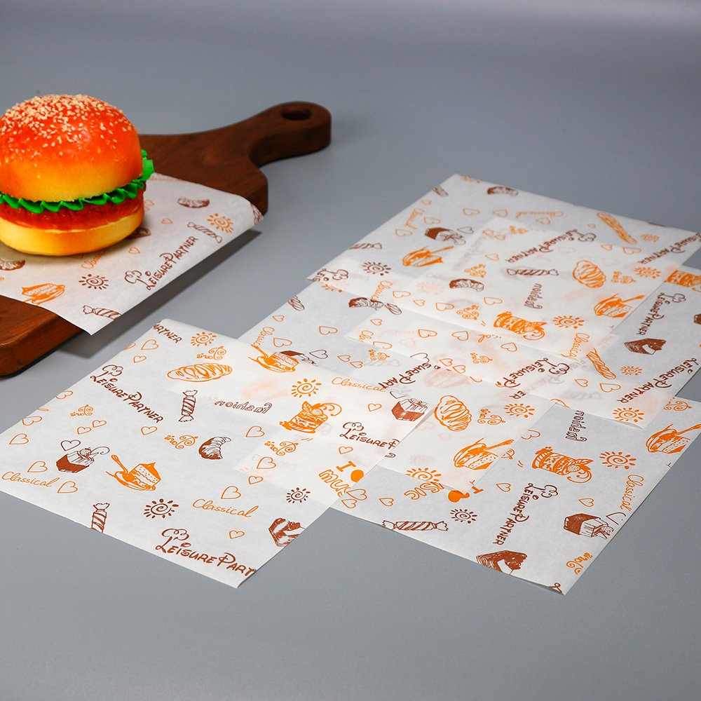 Custom printing food grade biodegradable greaseproof 38-90g butter wrapping paper for packaging