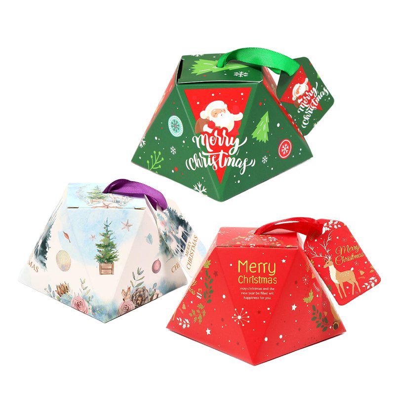 Gift Paper Packaging Boxes Candy For Xmas Craft Cracker Eve Packing tree Custom Apple Chocolate Cookie Christmas Cake Box