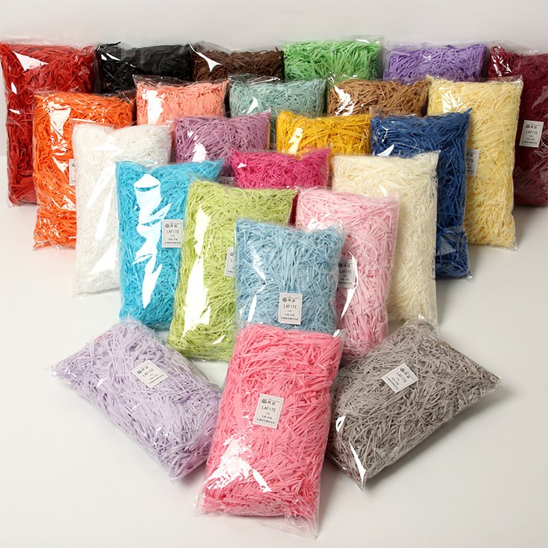 High-Quality fruit packaging gift box stuffing color shredded paper chicken nest grass straight silk Rayon raffia