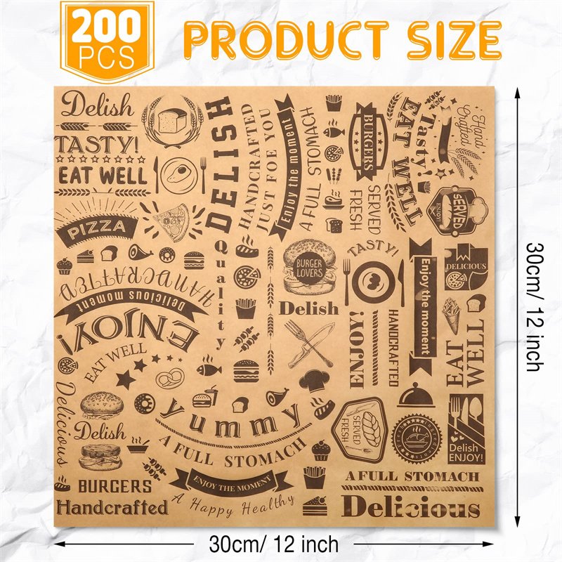 Custom Oil Proof Deli Paper Sheets Wax Paper Food Wrapping Disposable Greaseproof Aluminum Hamburger Paper