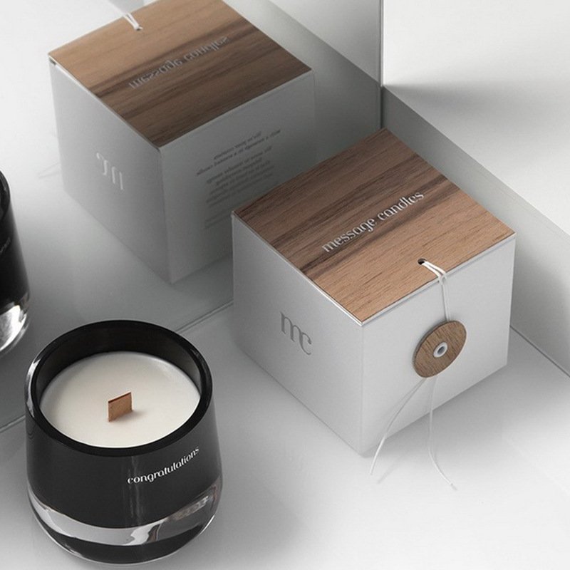 custom white cardboard luxury foldable candle boxes packaging with eyelet recycled high quality paper candle packaging box