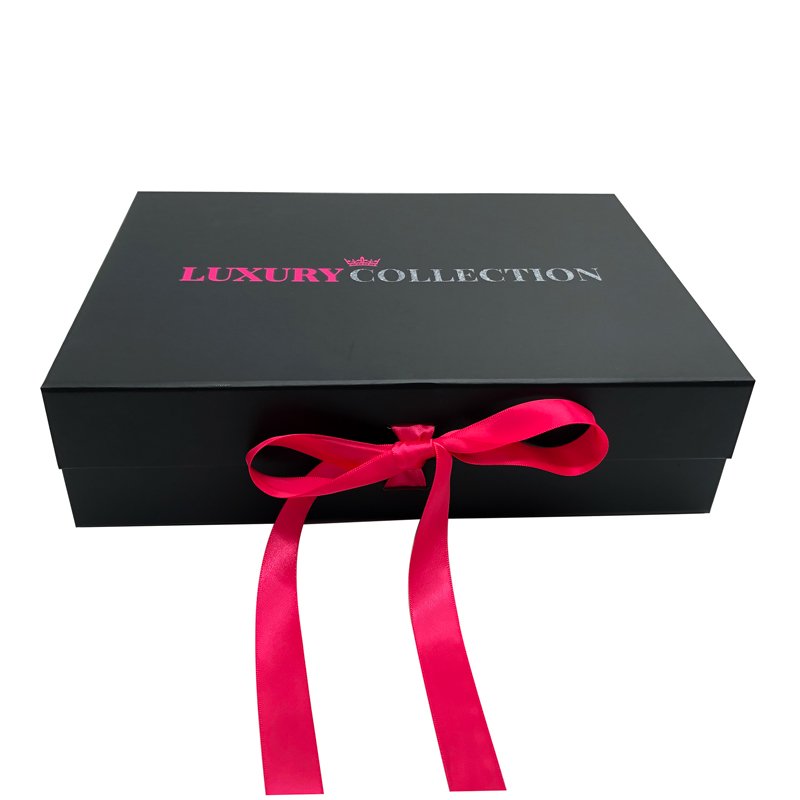 Custom Logo Luxury Ribbon Hair Extension Box Wig Packaging Magnetic Foldable Silk Satin Lined Gift Boxes