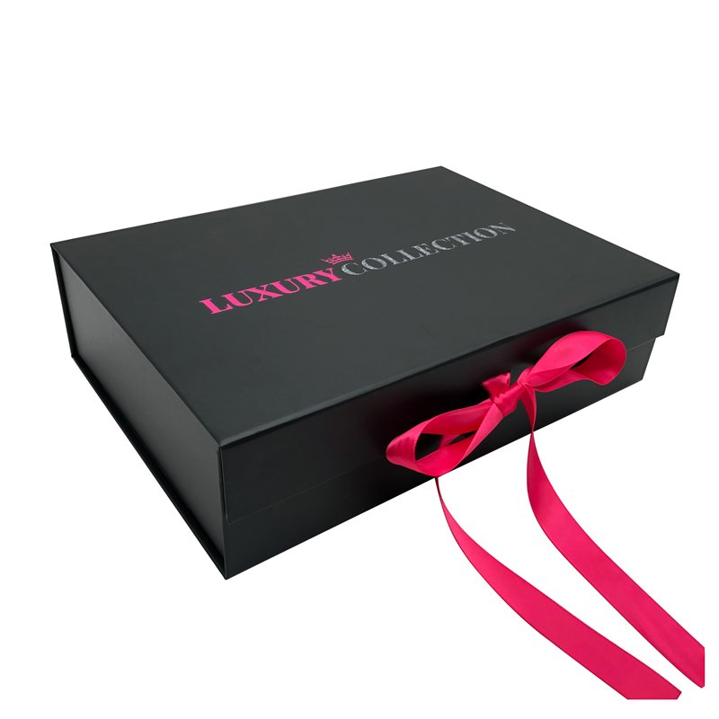 Custom Logo Luxury Ribbon Hair Extension Box Wig Packaging Magnetic Foldable Silk Satin Lined Gift Boxes