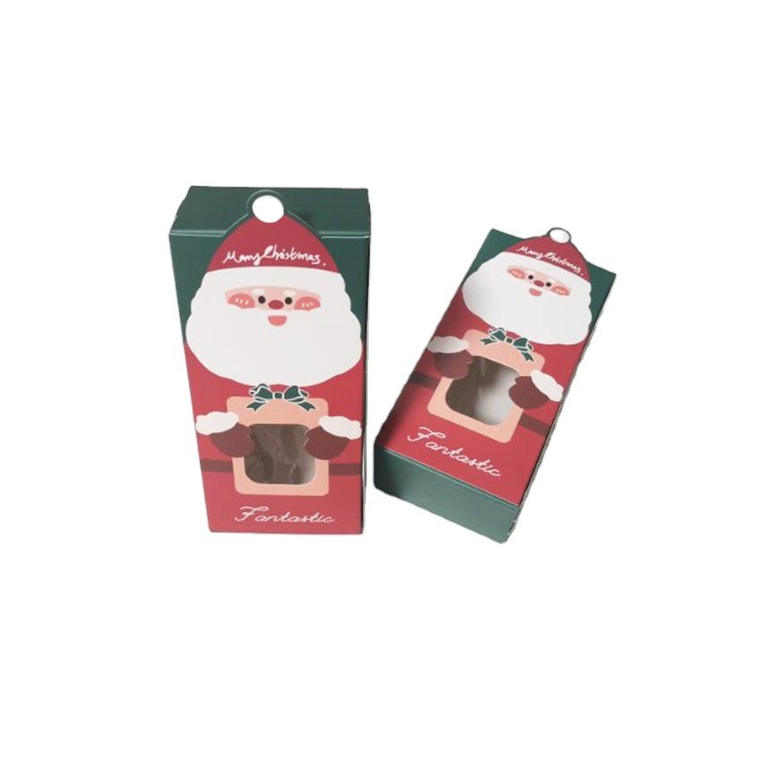 Wholesale custom kraft paper christmas gift box paper gift christmas paper cookie box with handles