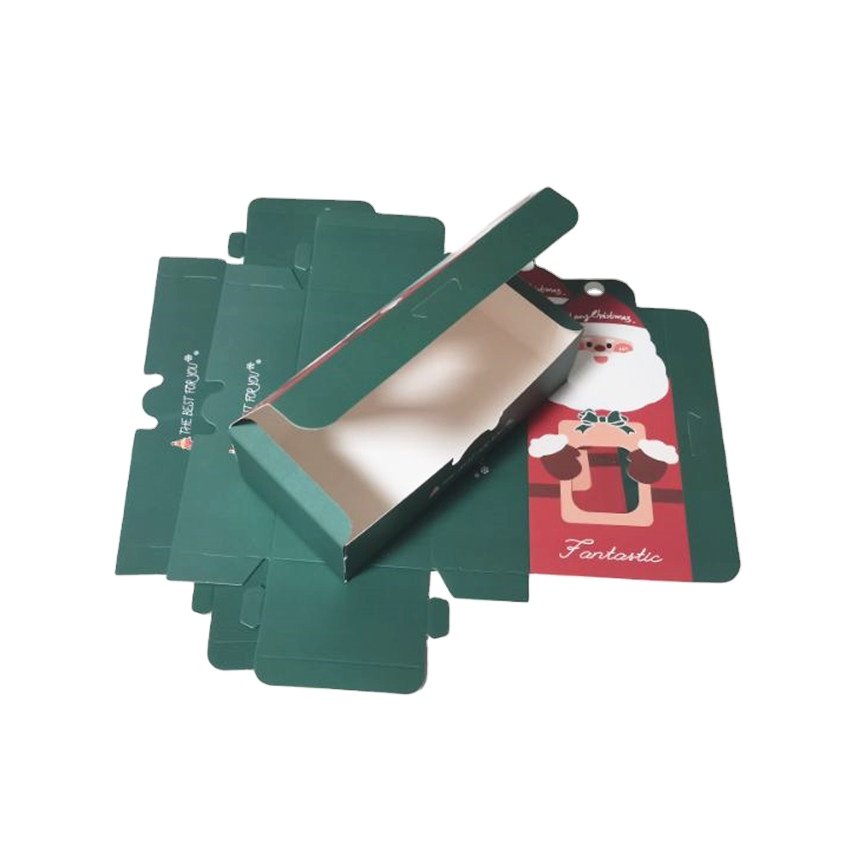 Wholesale custom kraft paper christmas gift box paper gift christmas paper cookie box with handles