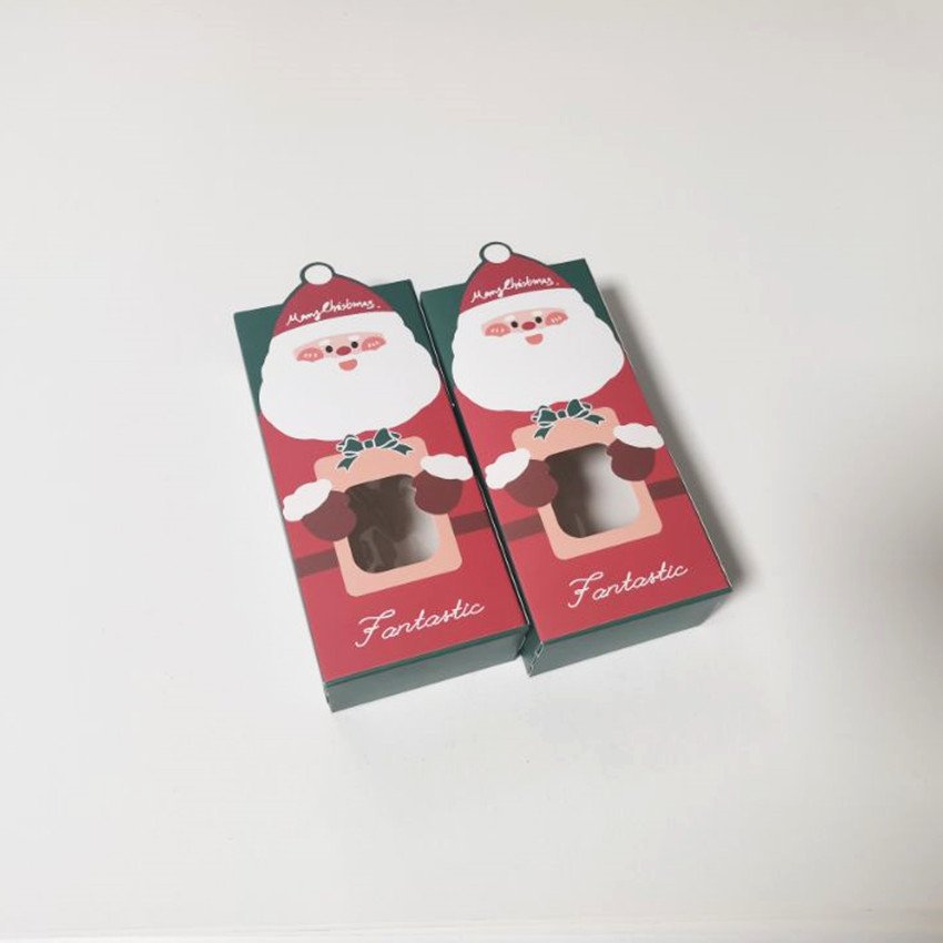 Wholesale custom kraft paper christmas gift box paper gift christmas paper cookie box with handles