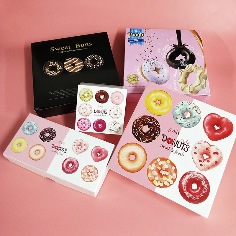 Thickening donut packing box cake pastry box baking packaging disposable takeout paper box for packing dessert