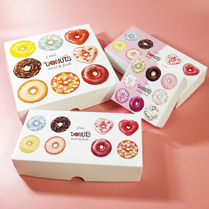 Thickening donut packing box cake pastry box baking packaging disposable takeout paper box for packing dessert