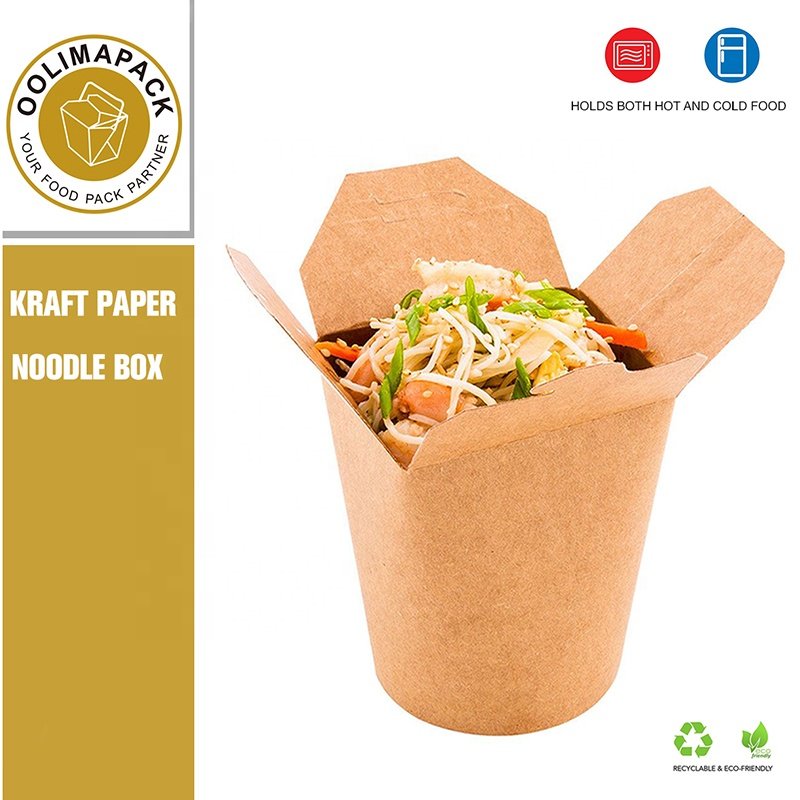 Biodegradable round bottom food container take away 26oz noodle box