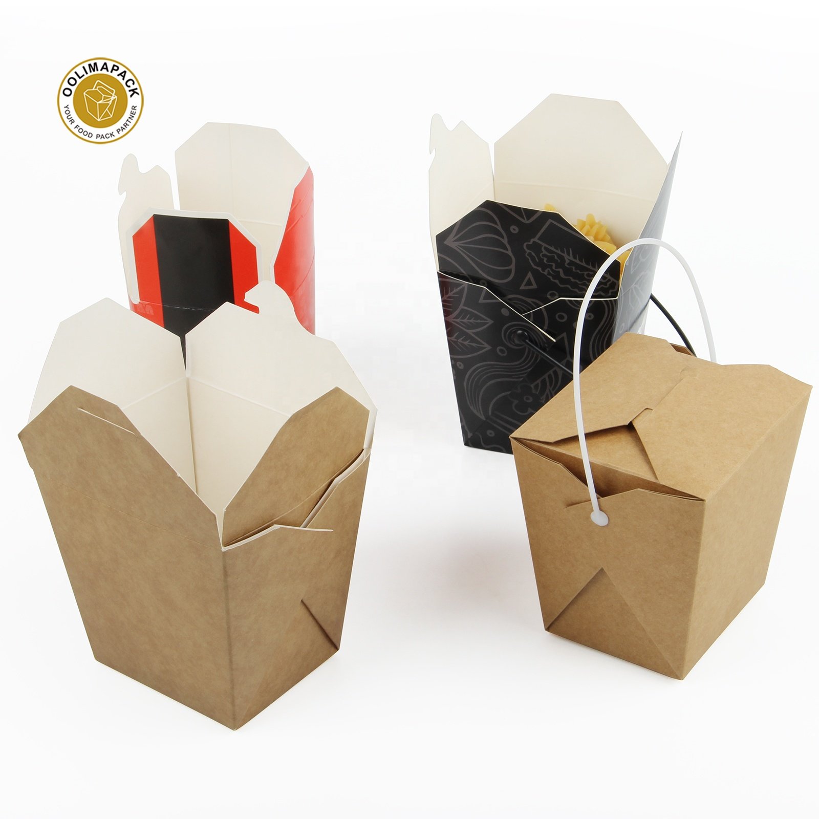 Biodegradable round bottom food container take away 26oz noodle box