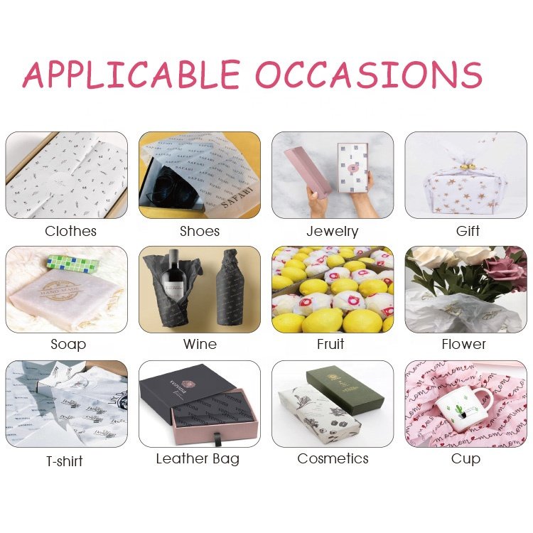 Wholesale Custom Brand Logo Printed Stylish Silk Paper Clothes Wrapping Tissue Paper For Packaging