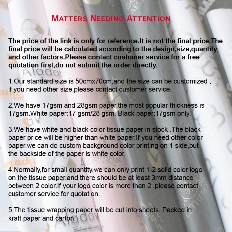 Wholesale Custom Brand Logo Printed Stylish Silk Paper Clothes Wrapping Tissue Paper For Packaging