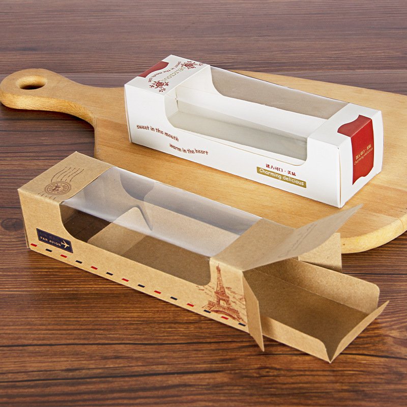Box Bread Factory Brown Kraft Dessert Box Loaf Packaging Paper Bread Box With Clear Window