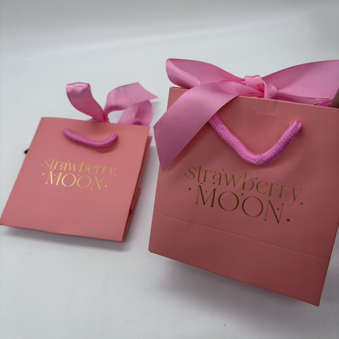 Custom LOGO Perfume Paper Bag Packaging Jewelry Gift Shopping Paper Bag Luxury Gold Foil Paper Bags Small Pink