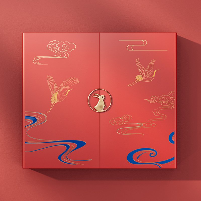 Custom Factory wholesale Luxury Mooncake Magnetic Gift Solid Cardboard red gold Box Packaging Chocolate Macaroon Box
